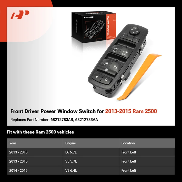 Front Driver Power Window Switch for 2013-2015 Ram 2500