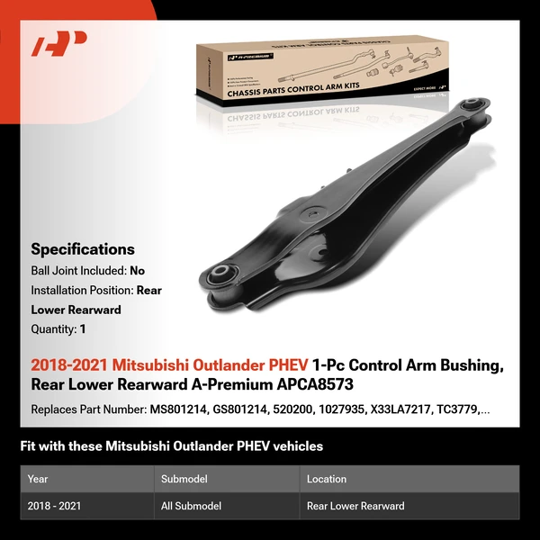 2018-2021 Mitsubishi Outlander PHEV 1-Pc Control Arm Bushing, Rear Lower Rearward A-Premium APCA8573