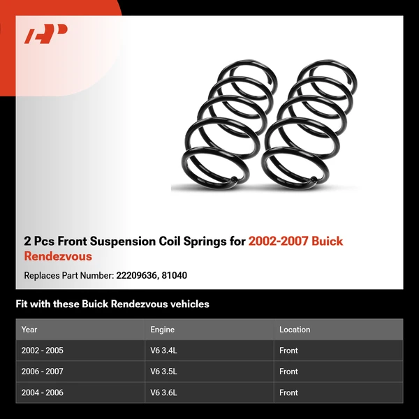 2 Pcs Front Suspension Coil Springs for 2002-2007 Buick Rendezvous