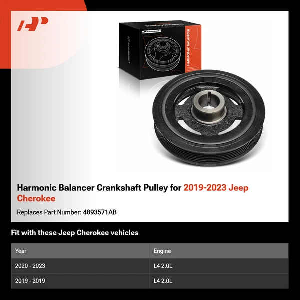 Harmonic Balancer Crankshaft Pulley for 2019-2023 Jeep Cherokee