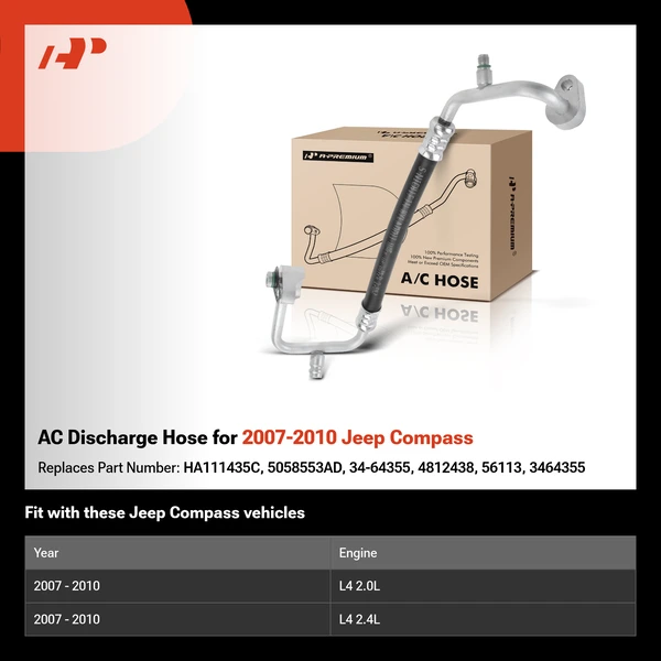 AC Discharge Hose for 2007-2010 Jeep Compass