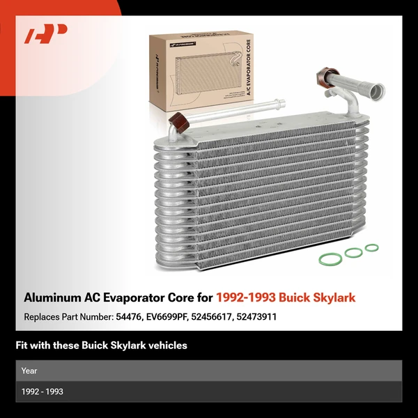 Aluminum AC Evaporator Core for 1992-1993 Buick Skylark