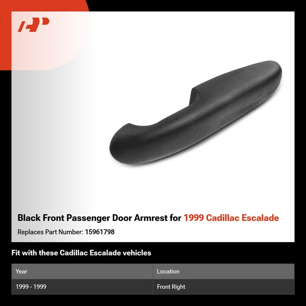 Black Front Passenger Door Armrest for 1999 Cadillac Escalade