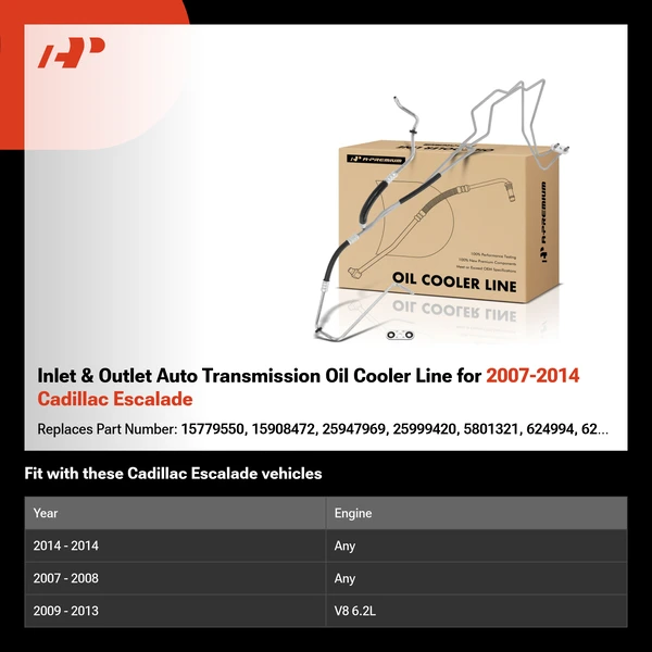 Inlet & Outlet Auto Transmission Oil Cooler Line for 2007-2014 Cadillac Escalade