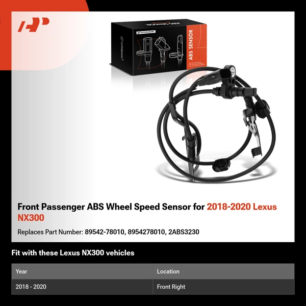 Front Passenger ABS Wheel Speed Sensor for 2018-2020 Lexus NX300