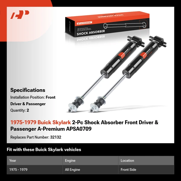 1975-1979 Buick Skylark 2-Pc Shock Absorber Front Driver & Passenger A-Premium APSA0709