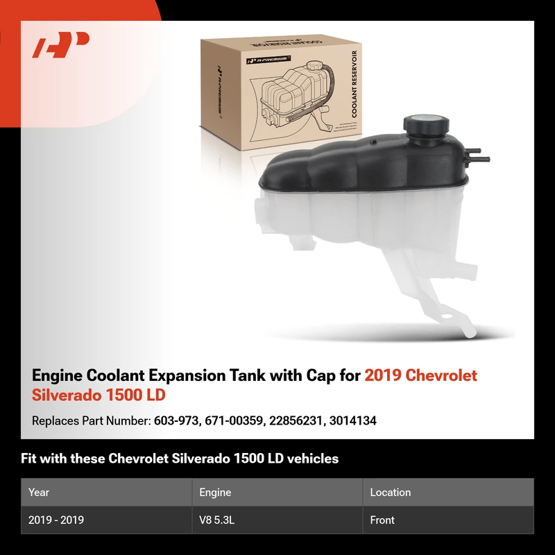 Engine Coolant Expansion Tank with Cap for 2019 Chevrolet Silverado 1500 LD
