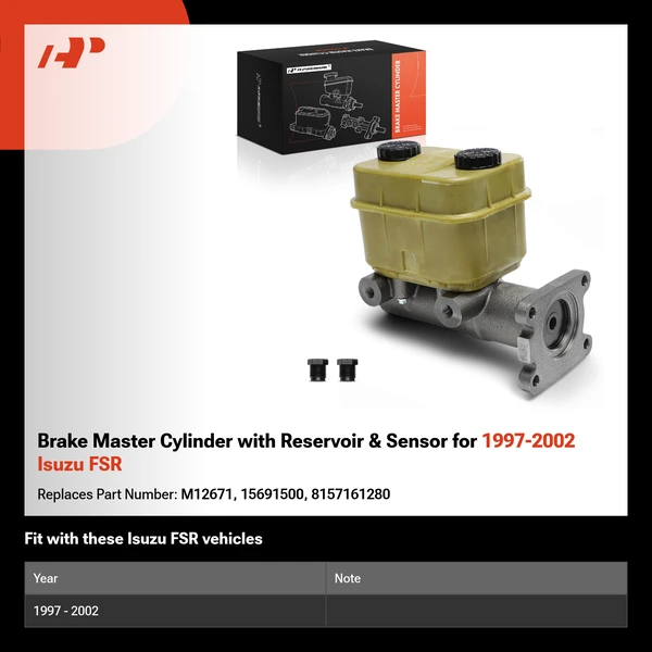 Brake Master Cylinder with Reservoir & Sensor for 1997-2002 Isuzu FSR