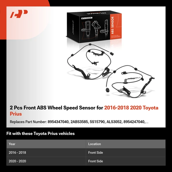 2 Pcs Front ABS Wheel Speed Sensor for 2016-2018 2020 Toyota Prius