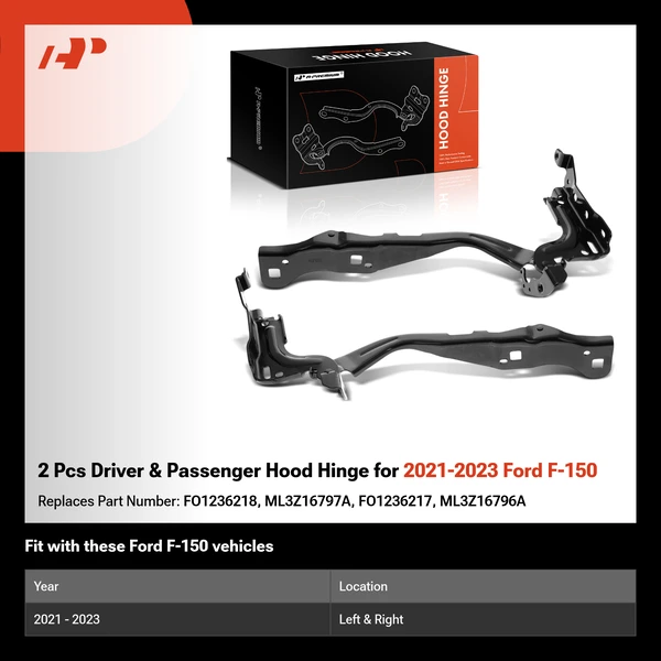 2 Pcs Driver & Passenger Hood Hinge for 2021-2023 Ford F-150