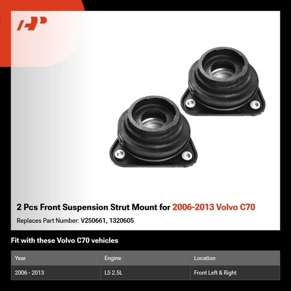 2 Pcs Front Suspension Strut Mount for 2006-2013 Volvo C70
