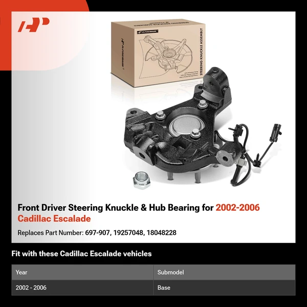 Front Driver Steering Knuckle & Hub Bearing for 2002-2006 Cadillac Escalade