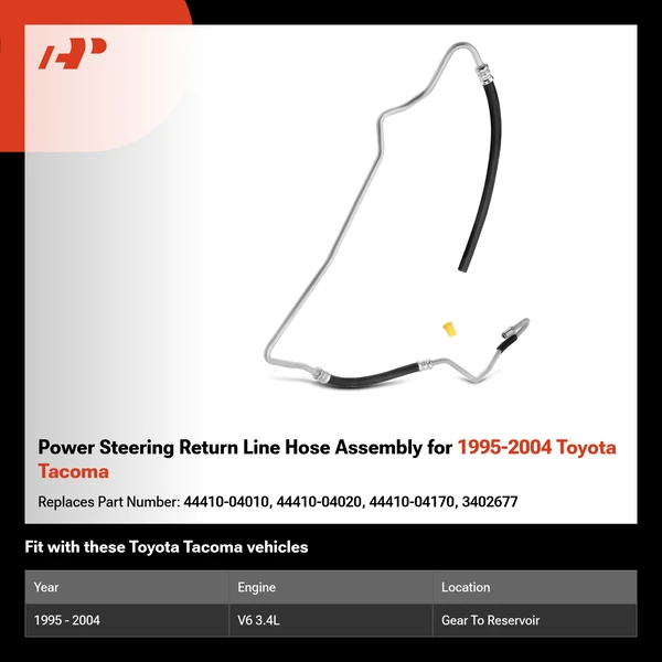 Power Steering Return Line Hose Assembly for 1995-2004 Toyota Tacoma
