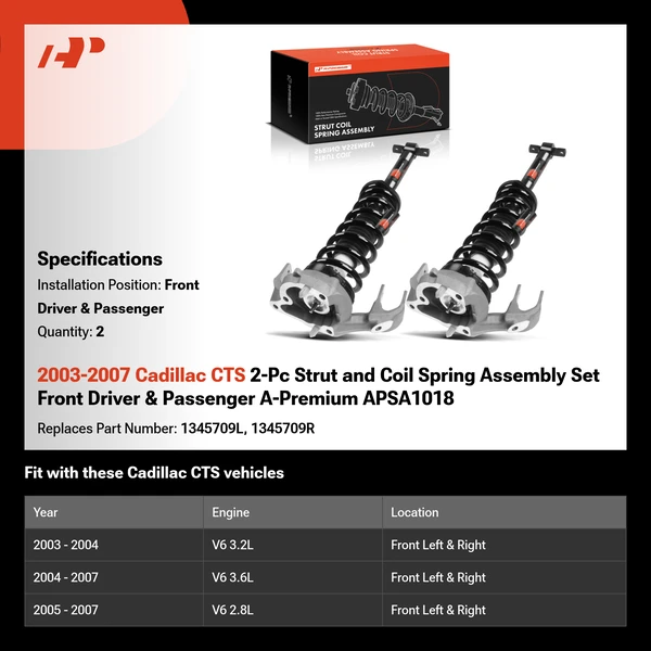 2003-2007 Cadillac CTS 2-Pc Strut and Coil Spring Assembly Set Front Driver & Passenger A-Premium APSA1018
