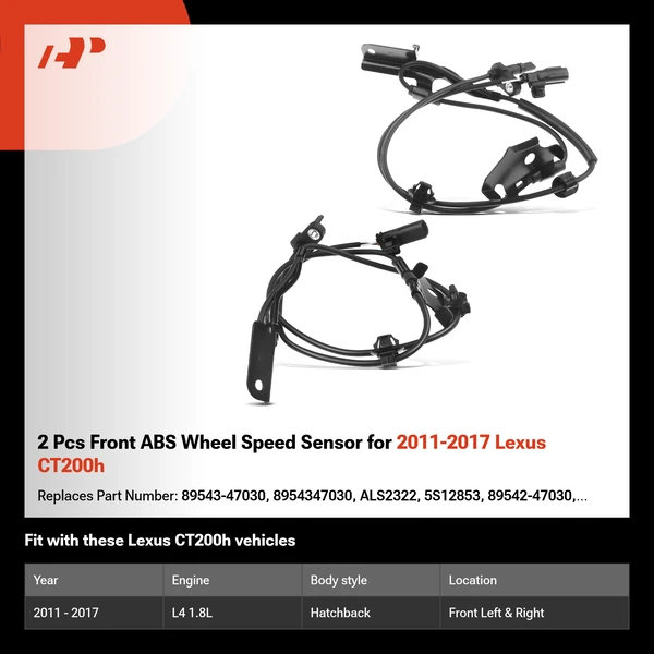 2 Pcs Front ABS Wheel Speed Sensor for 2011-2017 Lexus CT200h
