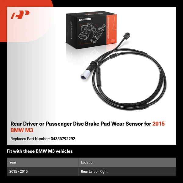 Rear Driver or Passenger Disc Brake Pad Wear Sensor for 2015 BMW M3