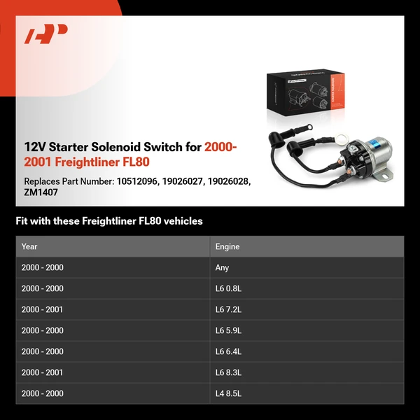 12V Starter Solenoid Switch for 2000-2001 Freightliner FL80