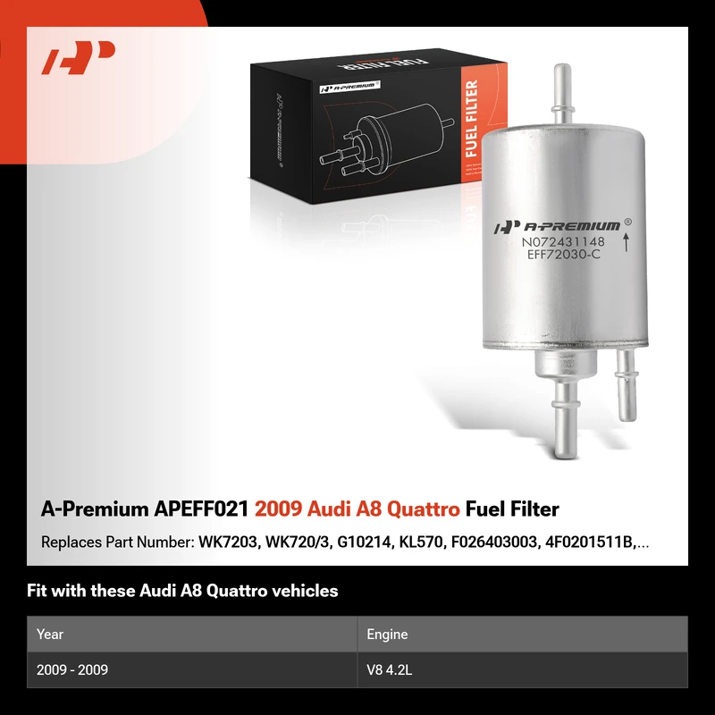 A-Premium APEFF021 2009 Audi A8 Quattro Fuel Filter