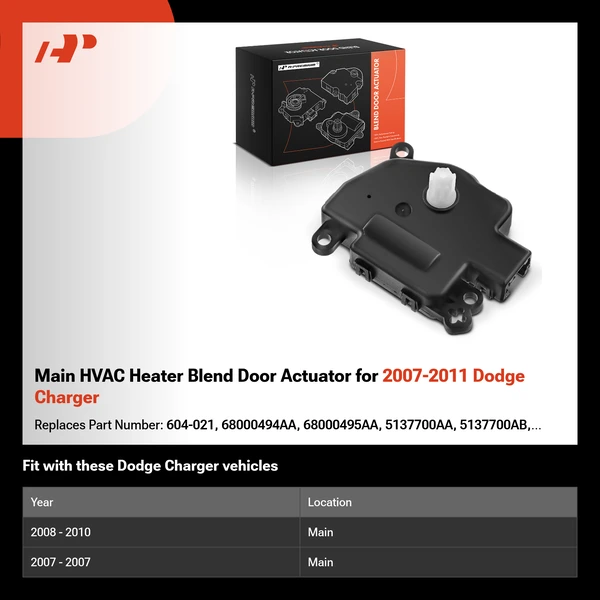 Main HVAC Heater Blend Door Actuator for 2007-2011 Dodge Charger