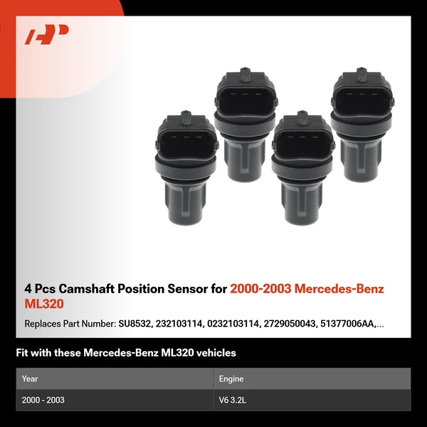 4 Pcs Camshaft Position Sensor for 2000-2003 Mercedes-Benz ML320