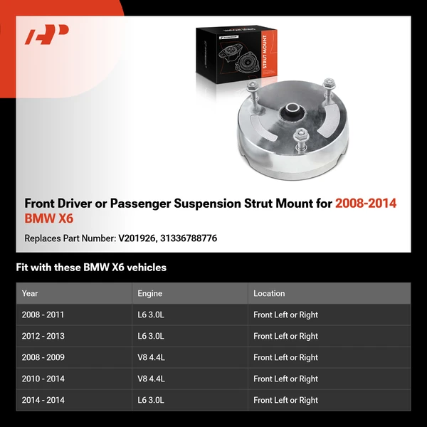 Front Driver or Passenger Suspension Strut Mount for 2008-2014 BMW X6
