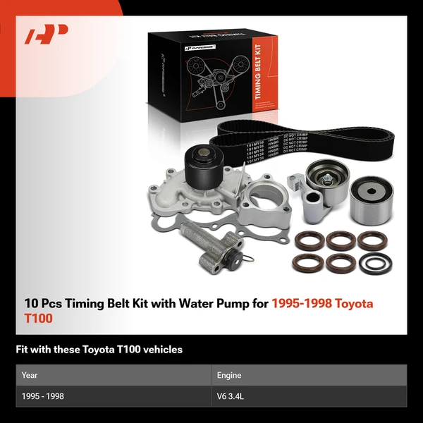 10 Pcs Timing Belt Kit with Water Pump for 1995-1998 Toyota T100