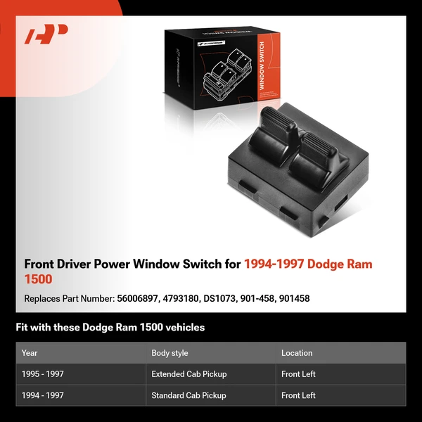 Front Driver Power Window Switch for 1994-1997 Dodge Ram 1500