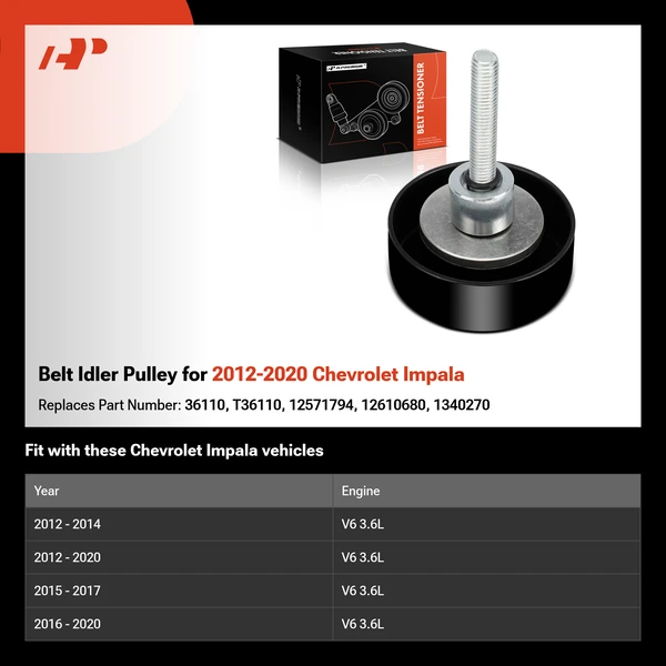 Belt Idler Pulley for 2012-2020 Chevrolet Impala