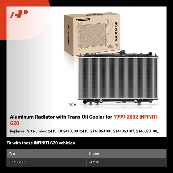 Aluminum Radiator with Trans Oil Cooler for 1999-2002 INFINITI G20