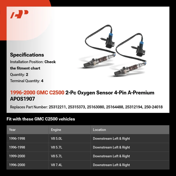 1996-2000 GMC C2500 2-Pc Oxygen Sensor 4-Pin A-Premium APOS1907