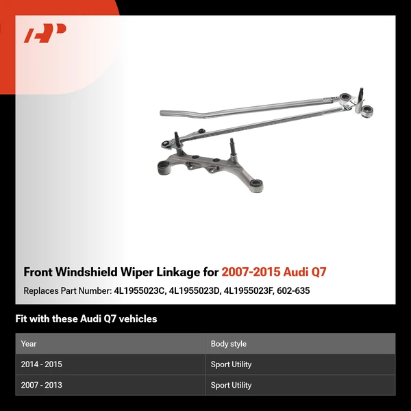 Front Windshield Wiper Linkage for 2007-2015 Audi Q7