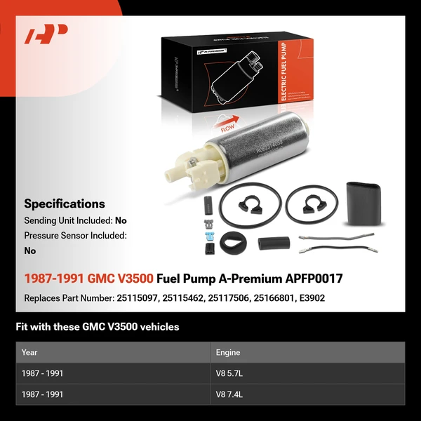 1987-1991 GMC V3500 Fuel Pump A-Premium APFP0017