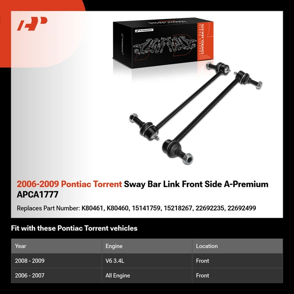 2006-2009 Pontiac Torrent Sway Bar Link Front Side A-Premium APCA1777