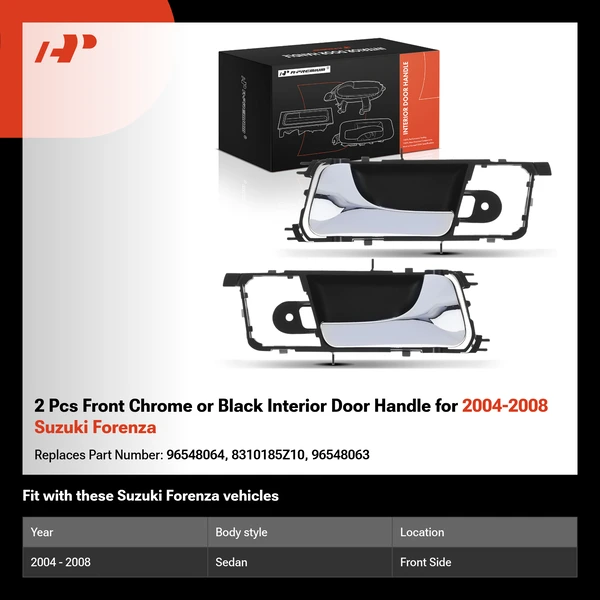 2 Pcs Front Chrome or Black Interior Door Handle for 2004-2008 Suzuki Forenza