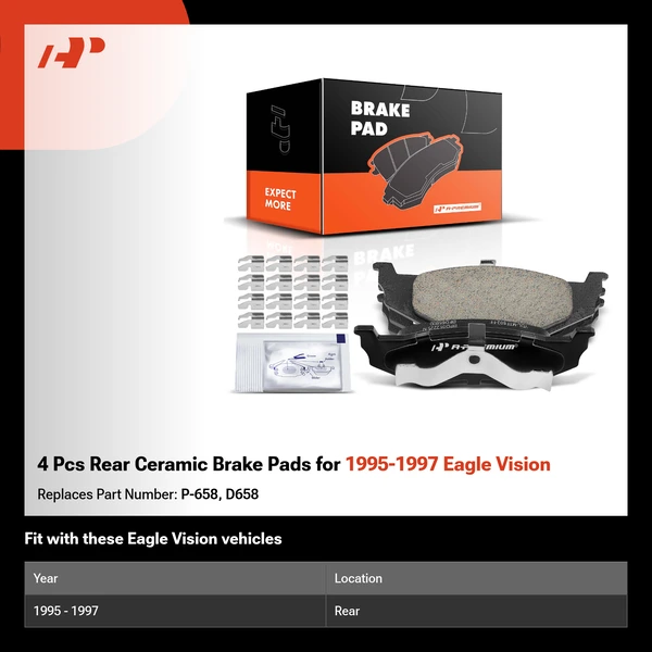 4 Pcs Rear Ceramic Brake Pads for 1995-1997 Eagle Vision