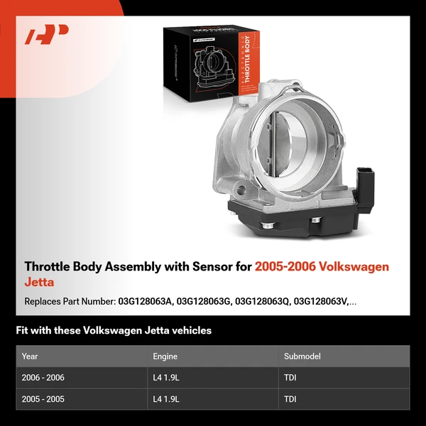 Throttle Body Assembly with Sensor for 2005-2006 Volkswagen Jetta