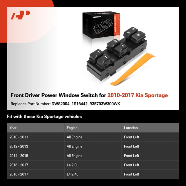 Front Driver Power Window Switch for 2010-2017 Kia Sportage