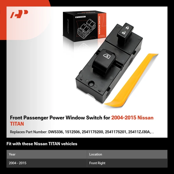 Front Passenger Power Window Switch for 2004-2015 Nissan TITAN
