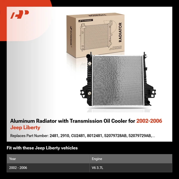 Aluminum Radiator with Transmission Oil Cooler for 2002-2006 Jeep Liberty