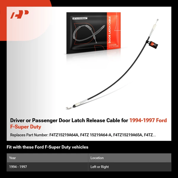 Driver or Passenger Door Latch Release Cable for 1994-1997 Ford F-Super Duty
