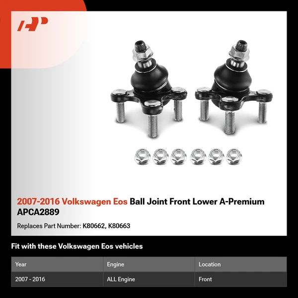 2007-2016 Volkswagen Eos Ball Joint Front Lower A-Premium APCA2889