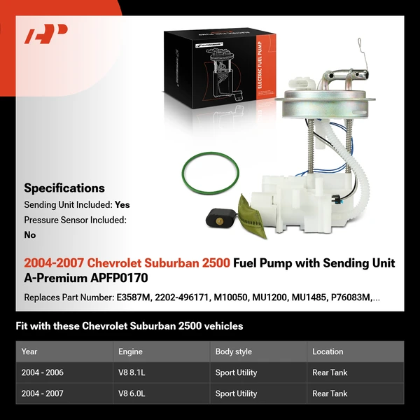 2004-2007 Chevrolet Suburban 2500 Fuel Pump with Sending Unit A-Premium APFP0170