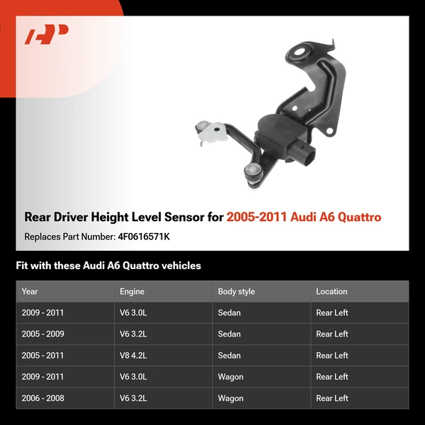 Rear Driver Height Level Sensor for 2005-2011 Audi A6 Quattro
