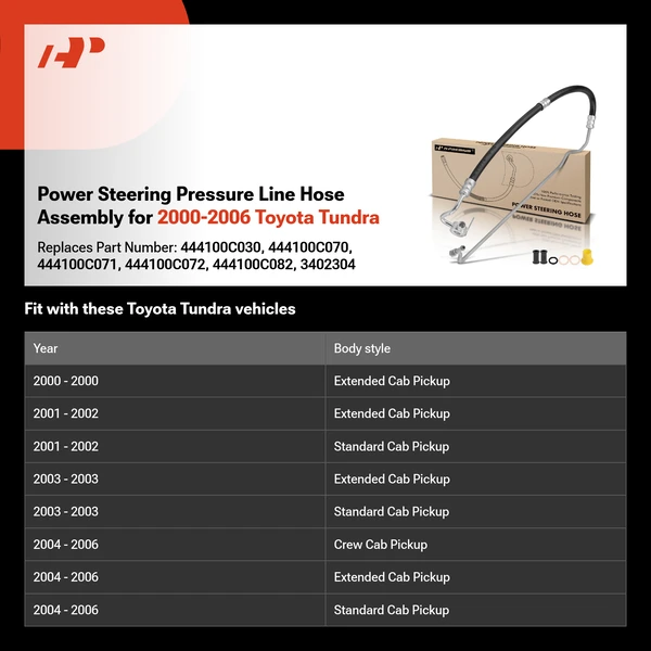 Power Steering Pressure Line Hose Assembly for 2000-2006 Toyota Tundra