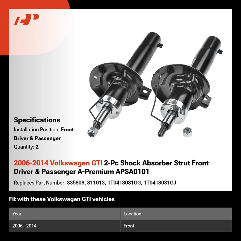 2006-2014 Volkswagen GTI 2-Pc Shock Absorber Strut Front Driver & Passenger A-Premium APSA0101