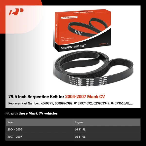 79.5 Inch Serpentine Belt for 2004-2007 Mack CV