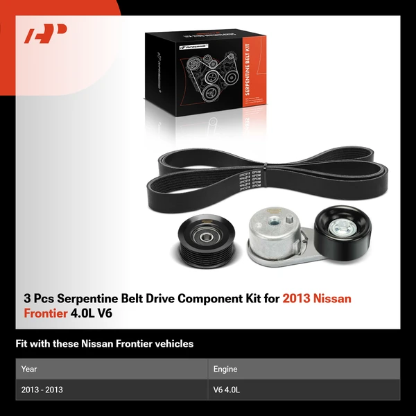 3 Pcs Serpentine Belt Drive Component Kit for 2013 Nissan Frontier 4.0L V6