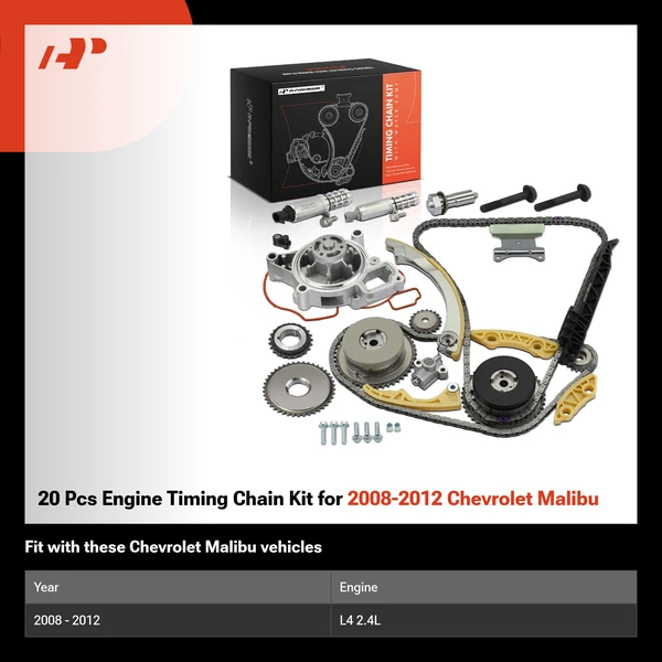 20 Pcs Engine Timing Chain Kit for 2008-2012 Chevrolet Malibu