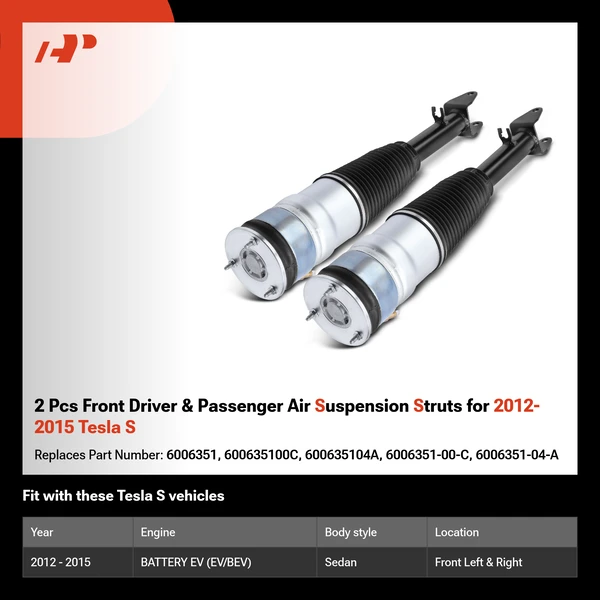 2 Pcs Front Driver & Passenger Air Suspension Struts for 2012-2015 Tesla S