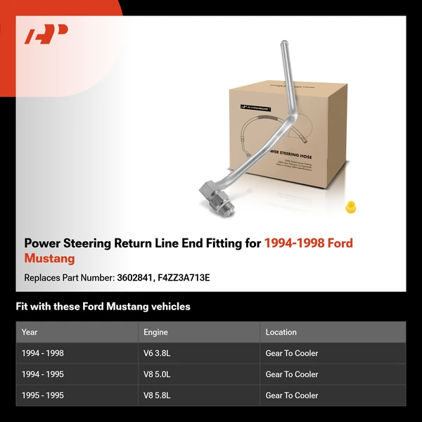 Power Steering Return Line End Fitting for 1994-1998 Ford Mustang